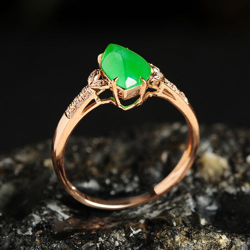 Natural jade ring gold jadeite ring