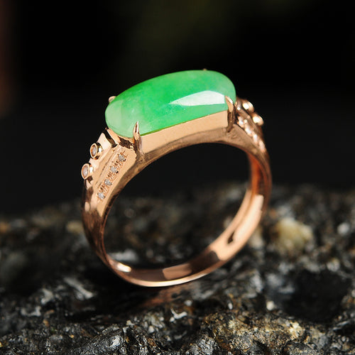 Natural jade ring gold jadeite ring