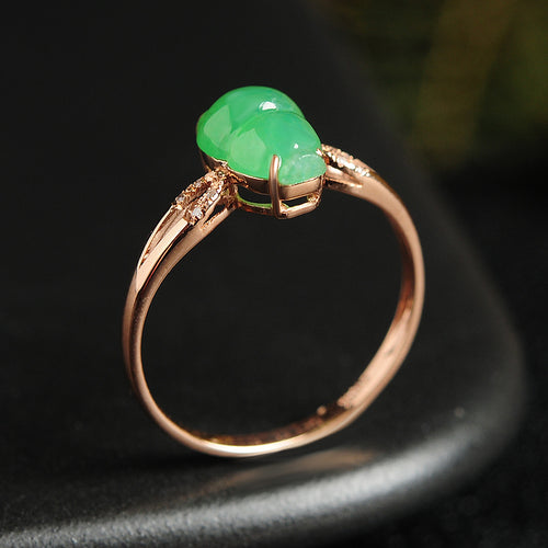 Natural jade ring gold jadeite gourd ring