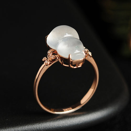 Natural jade ring gold jadeite gourd ring