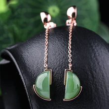 Natural Jade Earrings Nephrite Silver Earrings