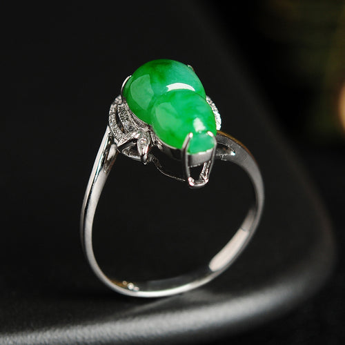 Natural jade ring gold jadeite gourd ring