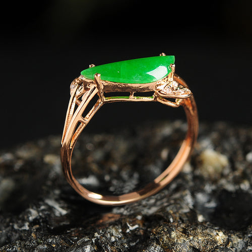 Natural jade ring gold jadeite ring