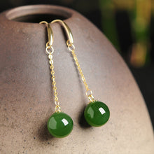 Natural Jade Earrings Nephrite Gold Earrings