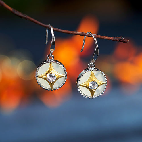 Natural Jade Earrings Nephrite Silver Earrings