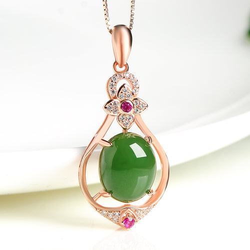 Natural Jade Pendant Nephrite Silver Pendant