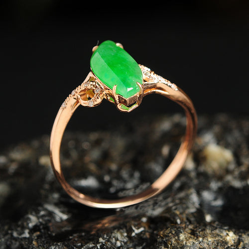 Natural jade ring gold jadeite ring