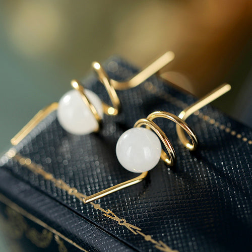 Natural Jade Earrings Nephrite Silver Earrings