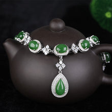 Natural Jade Necklace Nephrite Silver Necklace