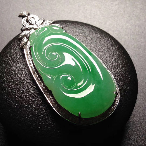 Natural Jade Pendant Jadeite Gold Ruyi Pendant