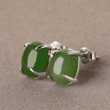 Natural Jade Earrings Nephrite Silver Earrings