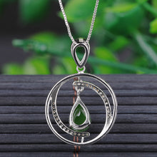 Natural Jade Pendant Nephrite Silver Zircon Pendant