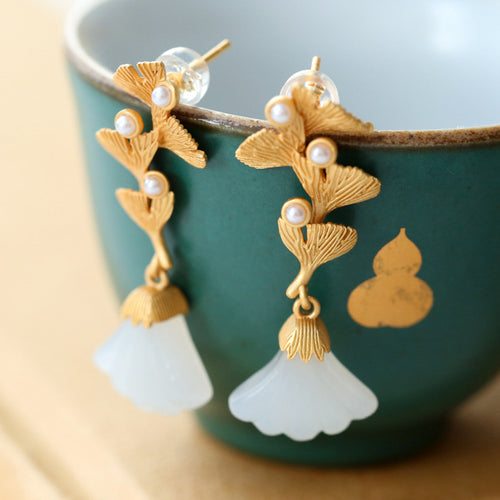 Natural Jade Earrings Nephrite Silver Earrings