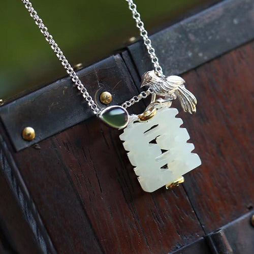 Natural Jade Pendant Nephrite Silver Pendant