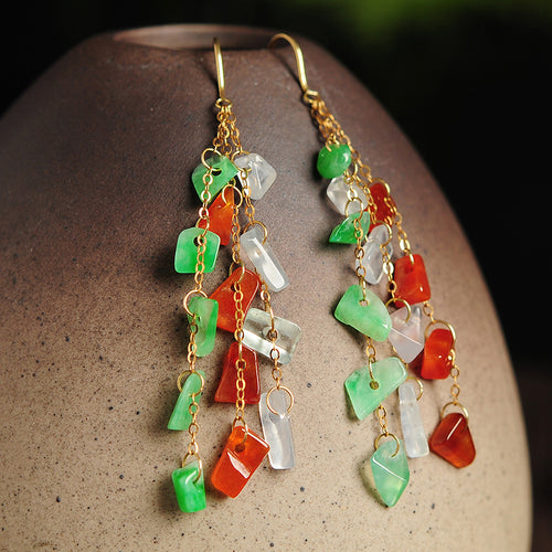 Natural Jade Earrings Jadeite Gold Earrings