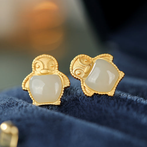 Natural Jade Earrings Nephrite Silver Earrings