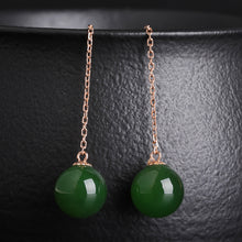 Natural Jade Earrings Nephrite Gold Earrings