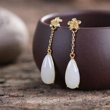 Natural Jade Earrings Nephrite Silver Earrings