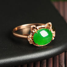Natural jade ring gold jadeite kitty ring