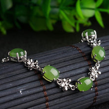 Natural Jade Bracelet Nephrite Silver Bracelet