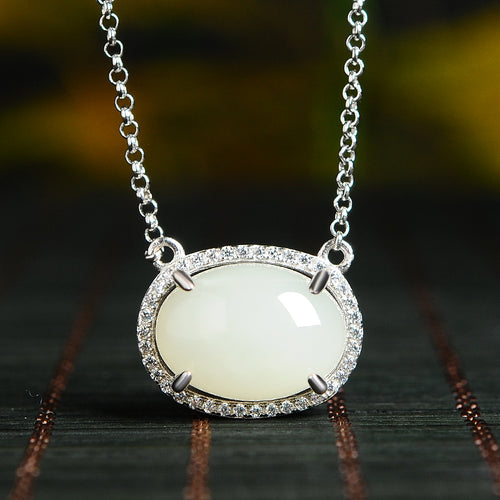 Natural Jade Pendant Nephrite Silver Pendant