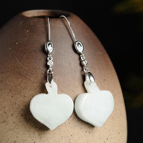 Natural Jade Earrings Jadeite Silver Earrings