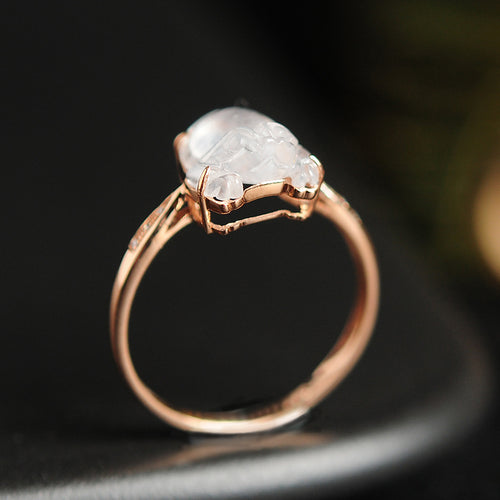 Natural jade ring gold jadeite ring