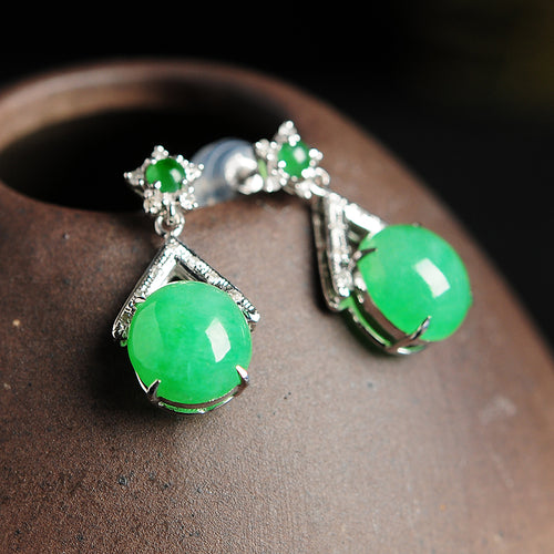 Natural jade earrings jadeite gold earrings