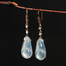 Natural jade earrings jadeite gold flower earrings