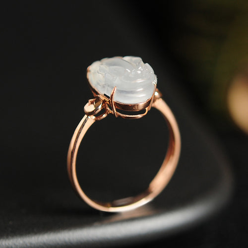 Natural jade ring gold jadeite toad ring