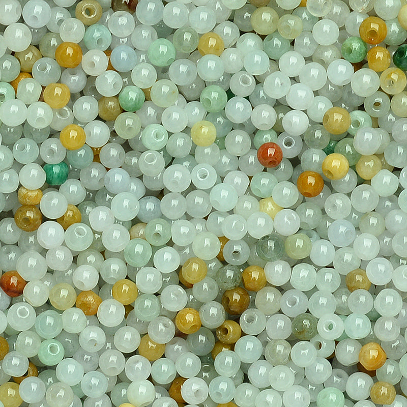 Diameter 3mm-3.5mm Natural Jade Beads Jadeite Mixed Colors Bead WBD4 ...
