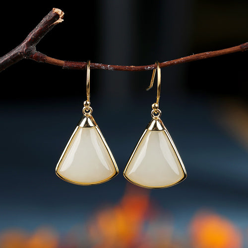 Natural Jade Earrings Nephrite Silver Earrings