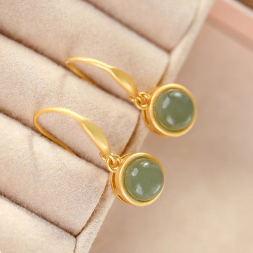 Natural Jade Earrings Nephrite Silver Earrings
