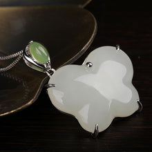 Natural Jade Pendant Nephrite Silver Butterfly Pendant