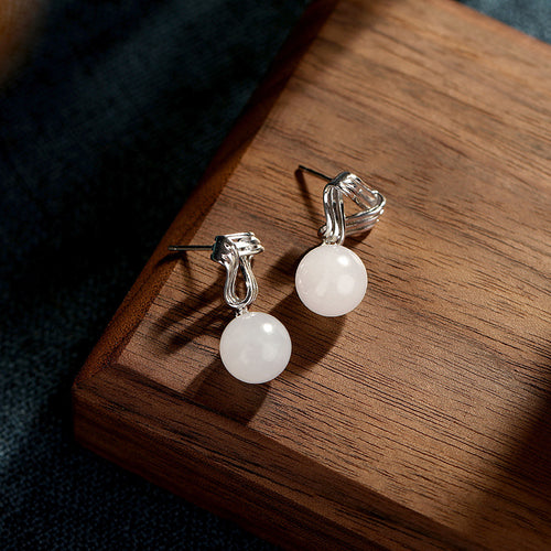 Natural Jade Earrings Nephrite Silver Earrings