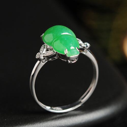 Natural jade ring gold jadeite gourd ring