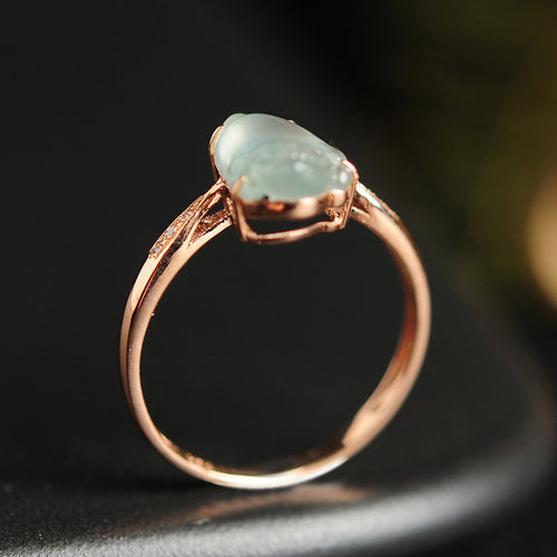 Natural jade ring gold jadeite toad ring