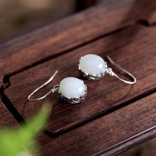 Natural Jade Earrings Nephrite Silver Earrings