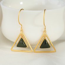 Natural Jade Earrings Nephrite Silver Earrings