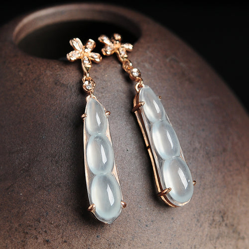 Natural jade earrings jadeite gold earrings