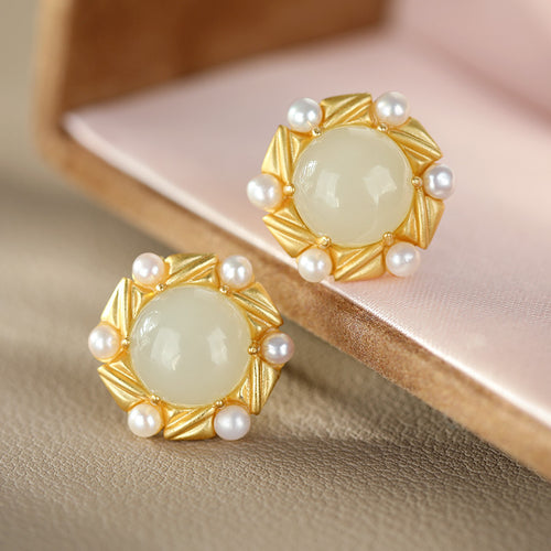 Natural Jade Earrings Nephrite Silver Earrings