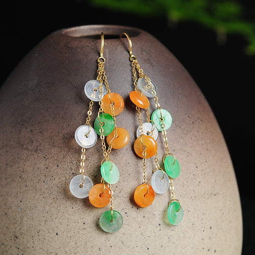 Natural Jade Earrings Jadeite Gold Earrings