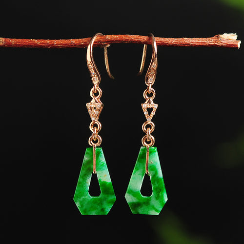 Natural jade earrings jadeite gold earrings