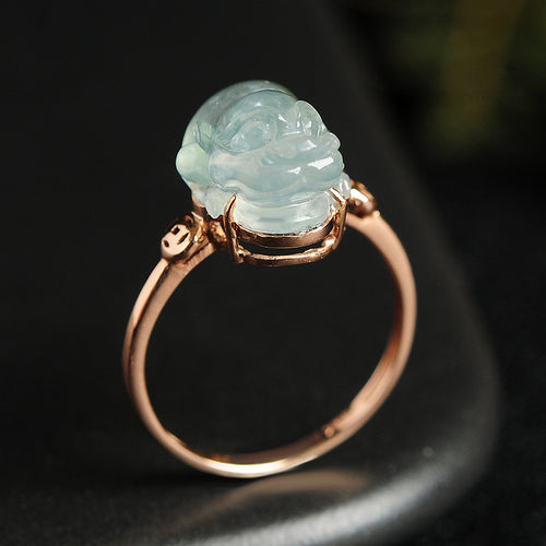 Natural jade ring gold jadeite toad ring