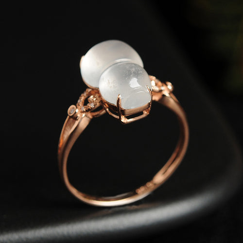 Natural jade ring gold jadeite gourd ring
