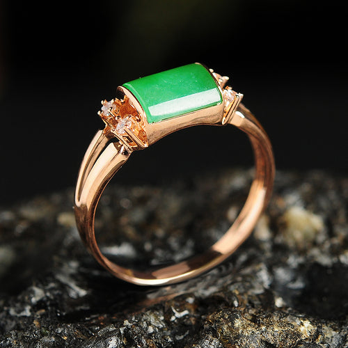 Natural jade ring gold jadeite ring