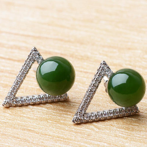 Jade Nephrite Silver Jade Earrings