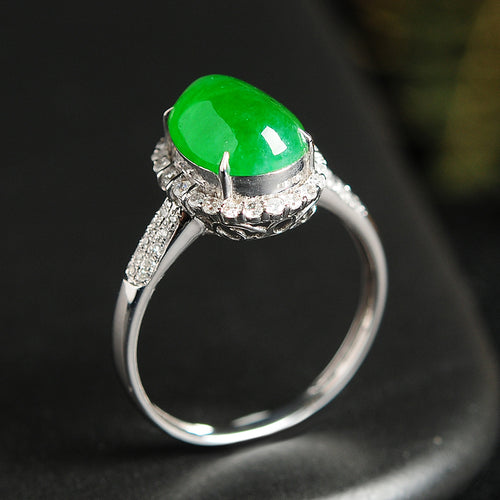 Natural jade ring gold jadeite ring