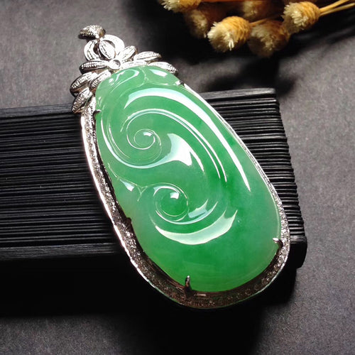 Natural Jade Pendant Jadeite Gold Ruyi Pendant