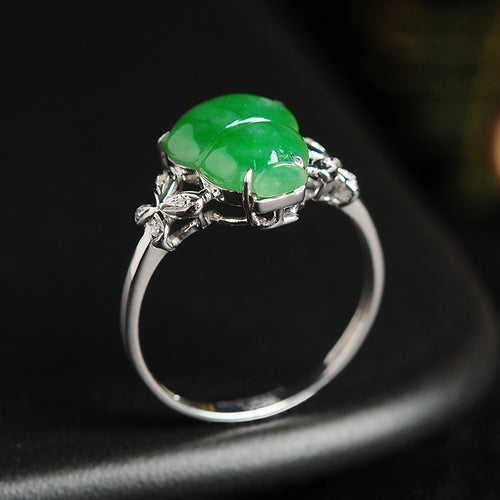 Natural jade ring gold jadeite gourd ring